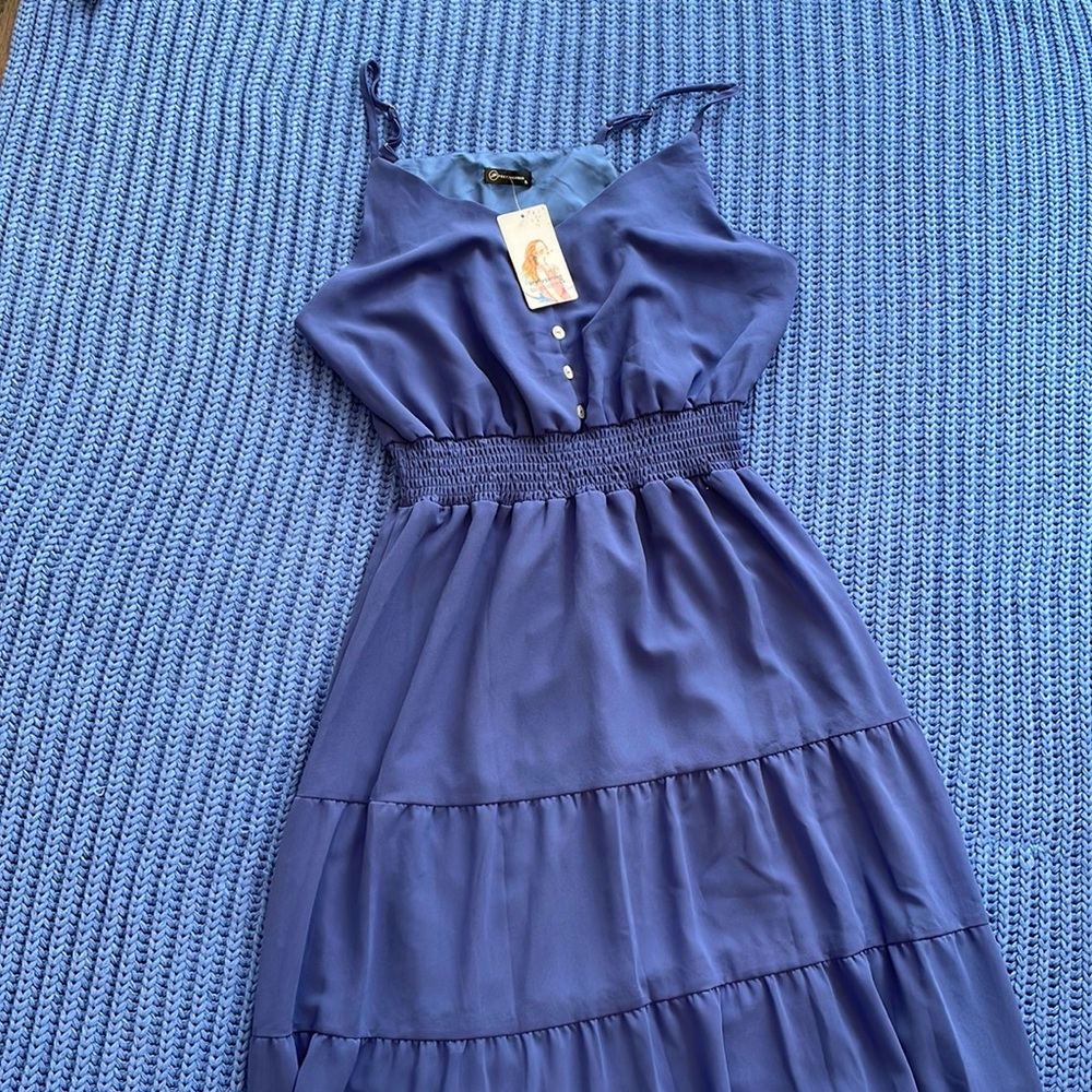PRETTYGARDEN Blue Spaghetti Strap Long Maxi Dress XL